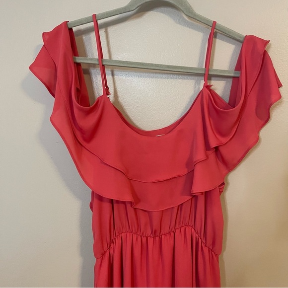 Everly Coral Sundress Flutter Sleeve Scoop Neck Dress - Picture 2 of 6